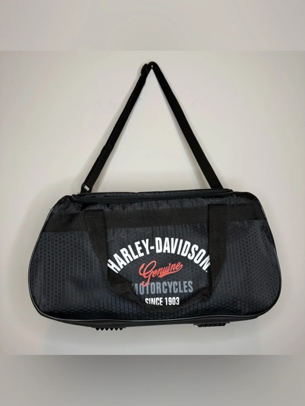 Harley-Davidson Black Duffel with Red Accent Genuine Motorcycles Logo